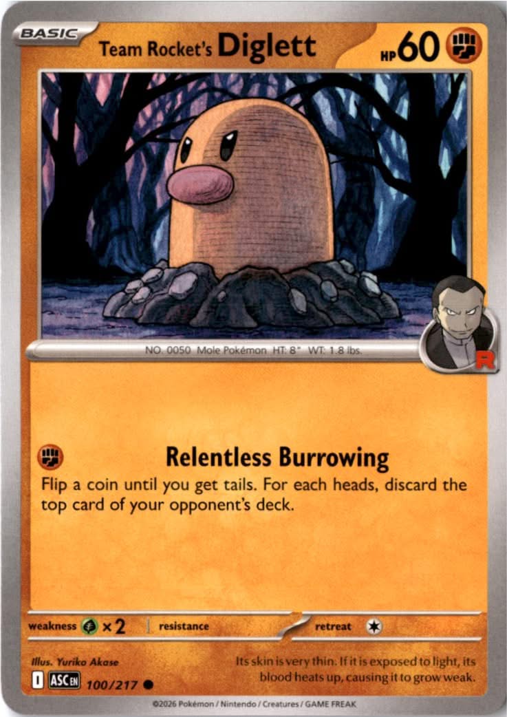Team Rocket's Diglett #100/217 - Ascended Heroes - Pokemon - Common - Near Mint