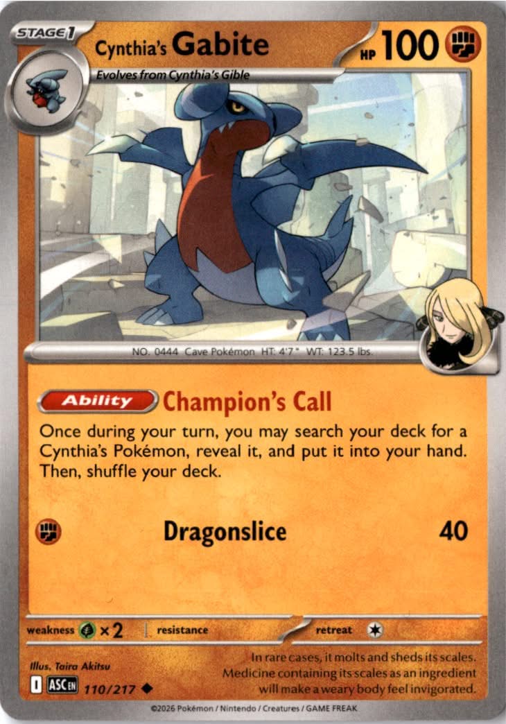 Cynthia's Gabite #110/217 - Ascended Heroes - Pokemon - Uncommon - Near Mint