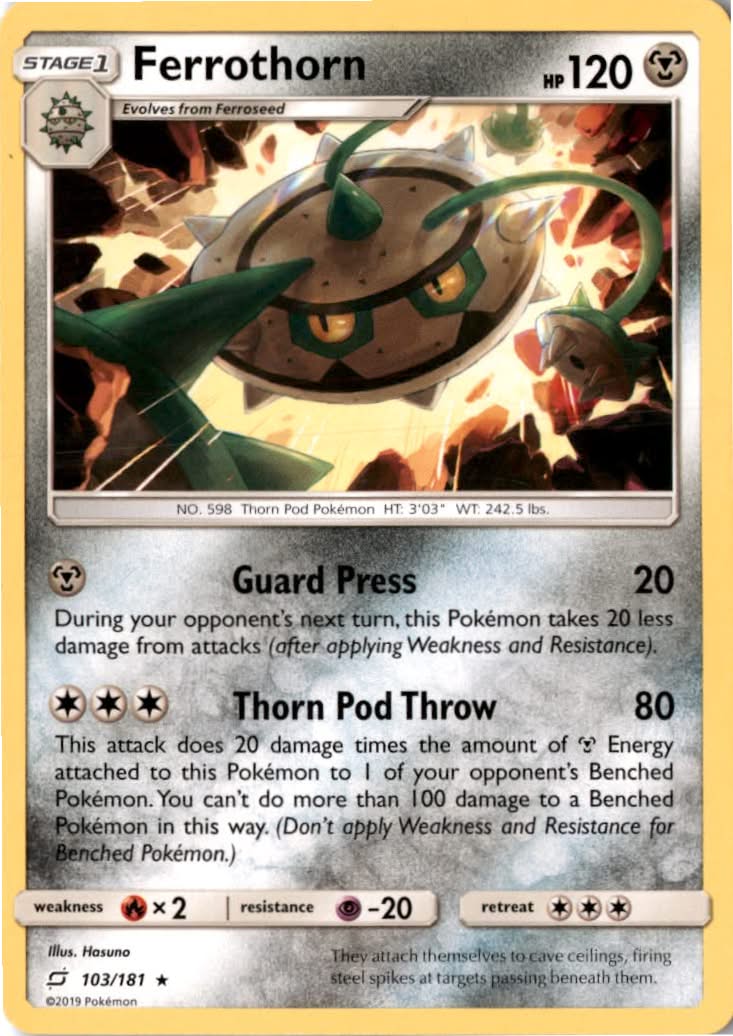 Ferrothorn #103/181 - Team Up - Pokemon - Rare - Lightly Played