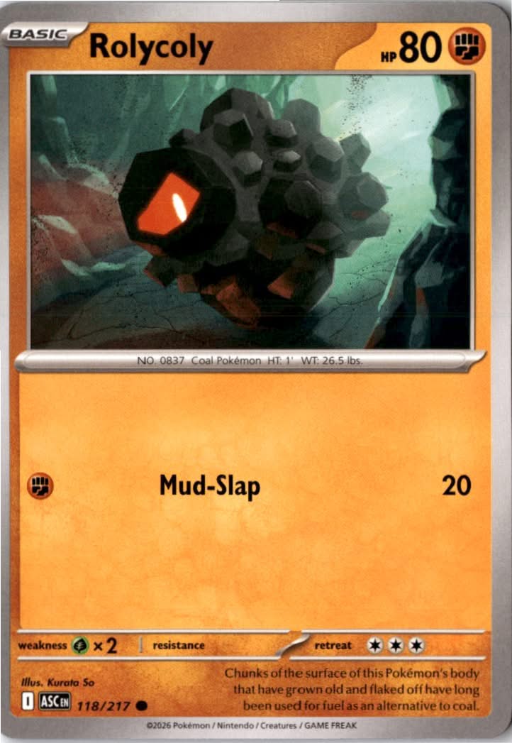 Rolycoly #118/217 - Ascended Heroes - Pokemon - Common - Near Mint