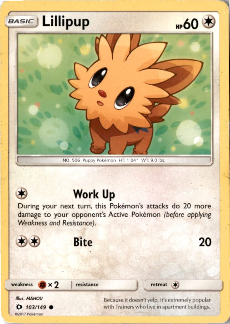 Lillipup #103/149 - Sun & Moon - Pokemon - Common - Moderately Played