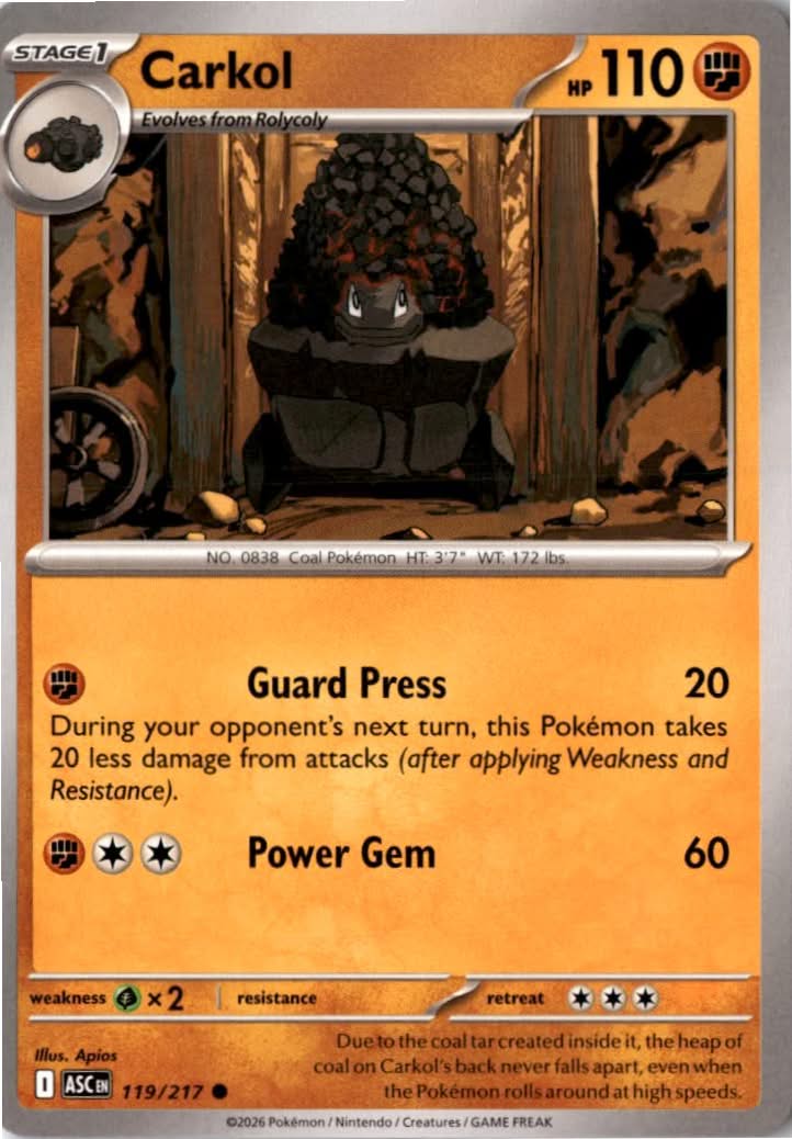 Carkol #119/217 - Ascended Heroes - Pokemon - Common - Near Mint