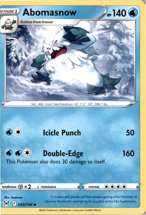 Abomasnow #043/196 - Lost Origin - Pokemon - Uncommon - Near Mint