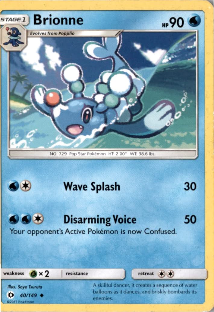 Brionne #40/149 - Sun & Moon - Pokemon - Uncommon - Moderately Played