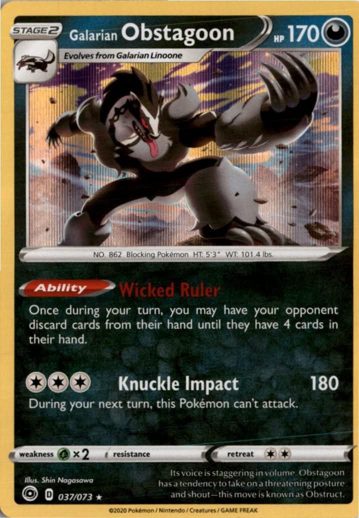 Galarian Obstagoon #37/73 - Champion's Path - Pokemon - Holo Rare - Near Mint