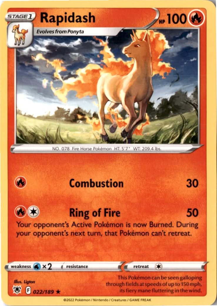 Rapidash #022/189 - Astral Radiance - Pokemon - Rare - Near Mint