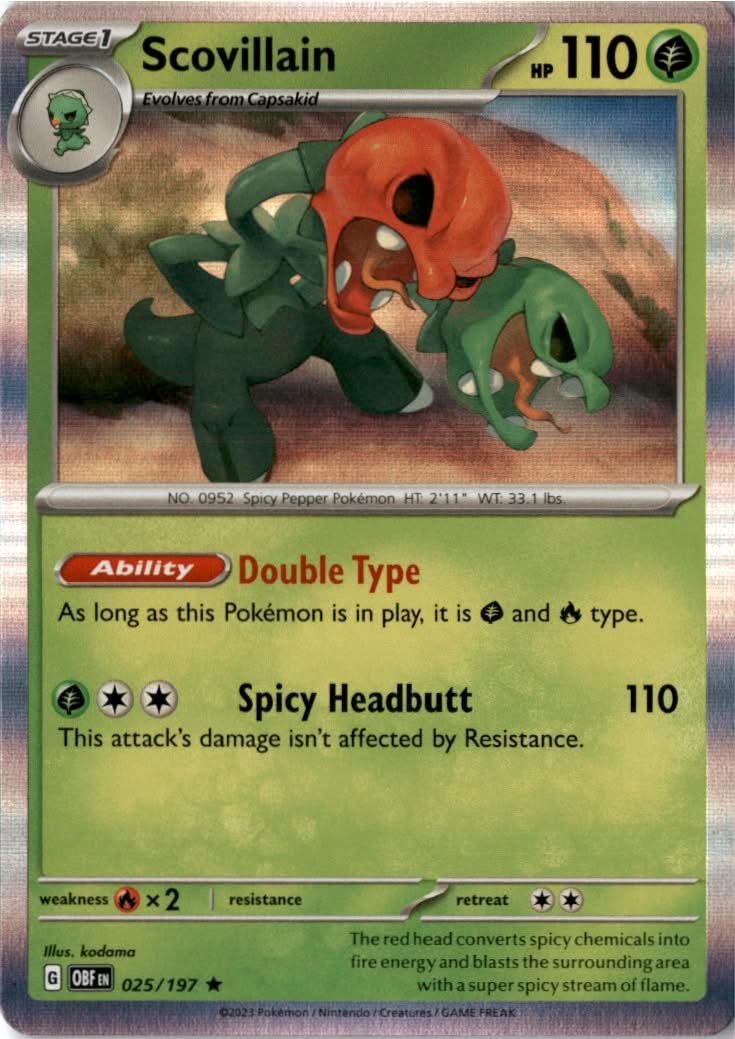 Scovillain #025/197 - Obsidian Flames - Pokemon - Rare - Near Mint