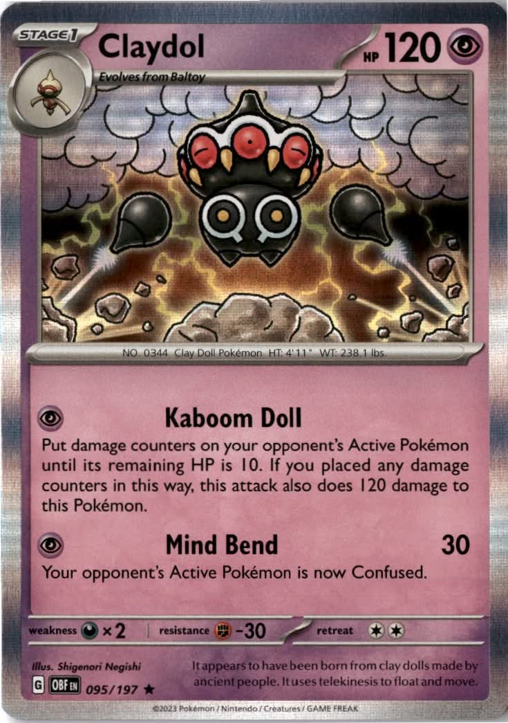 Claydol #095/197 - Obsidian Flames - Pokemon - Rare - Near Mint