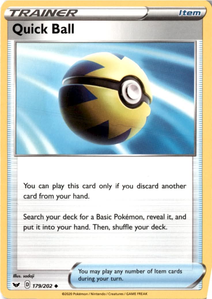 Quick Ball #179/202 - Sword & Shield - Pokemon - Uncommon - Near Mint