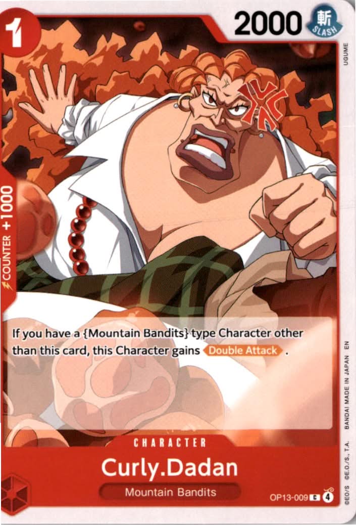 Curly.Dadan #OP13-009 - Carrying On His Will - One Piece Card Game - Common - Near Mint