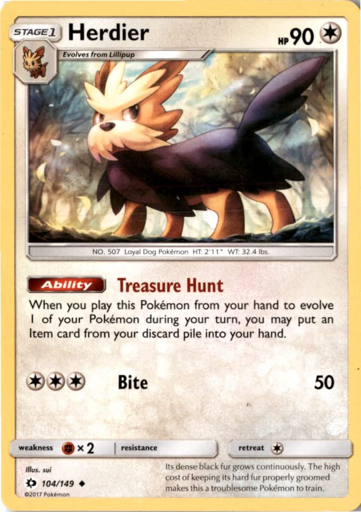 Herdier #104/149 - Sun & Moon - Pokemon - Uncommon - Lightly Played