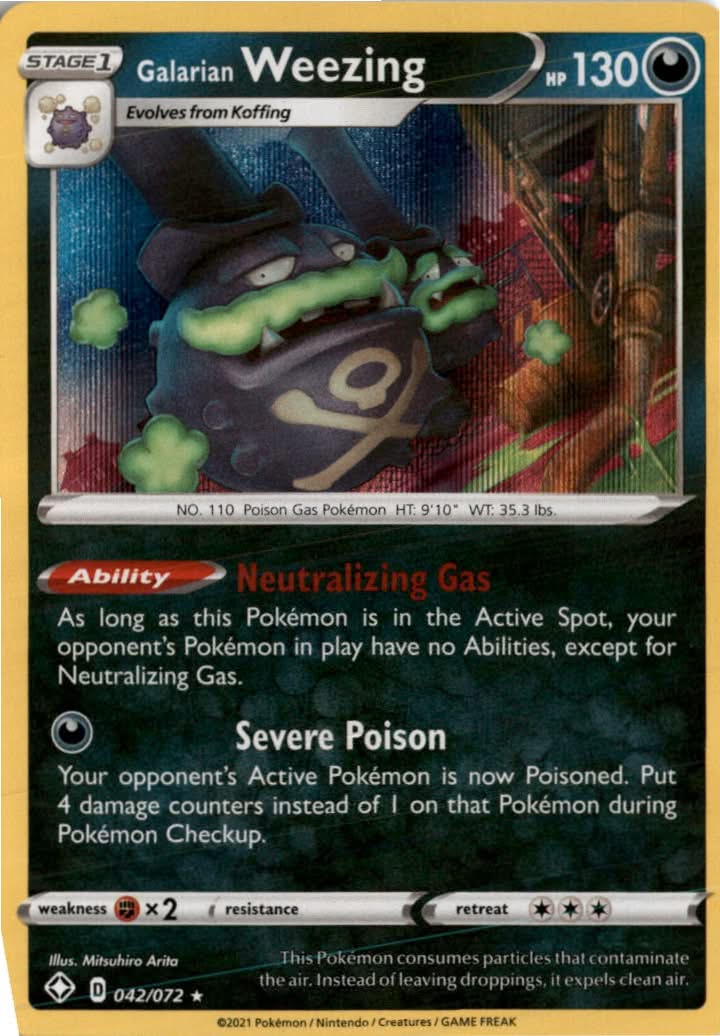 Galarian Weezing #42/72 - Shining Fates - Pokemon - Holo Rare - Near Mint