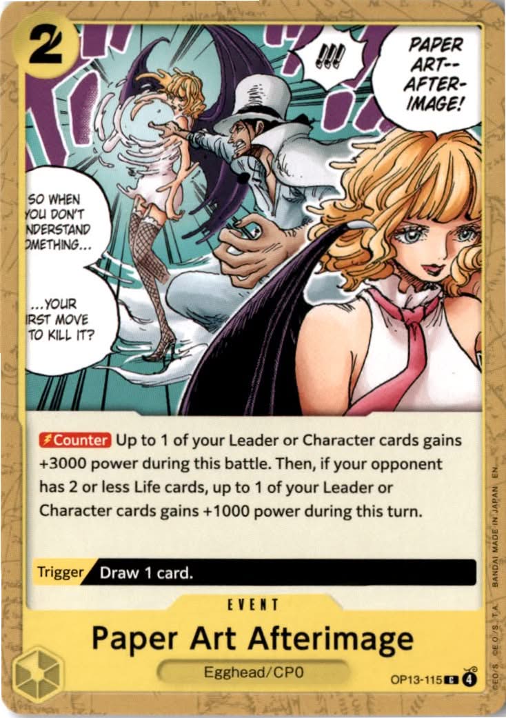 Paper Art Afterimage #OP13-115 - Carrying On His Will - One Piece Card Game - Common - Near Mint