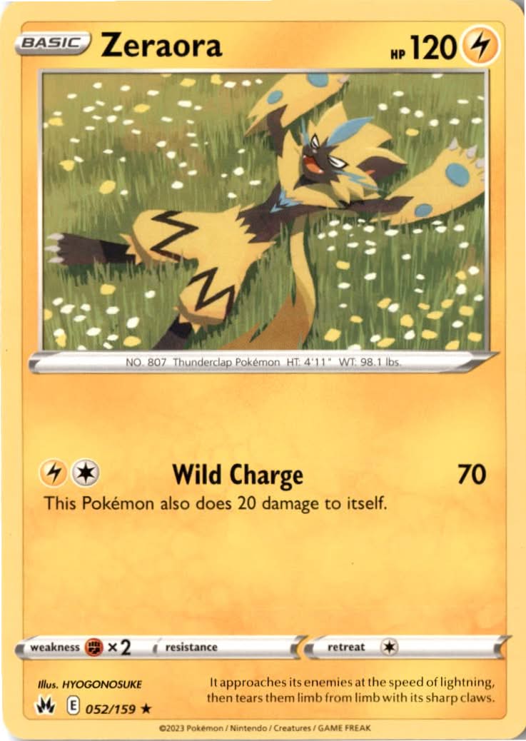 Zeraora #052/159 - Crown Zenith - Pokemon - Rare - Near Mint