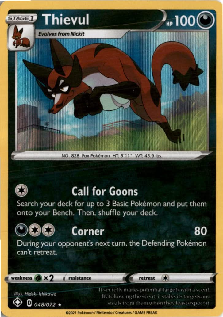 Thievul #48/72 - Shining Fates - Pokemon - Holo Rare - Near Mint