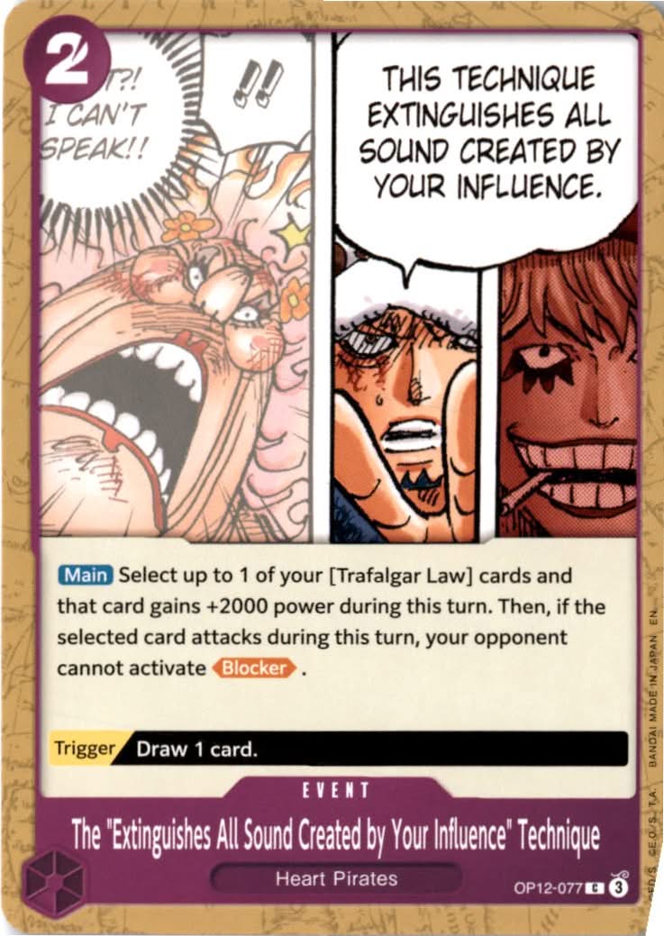 The "Extinguishes All Sound Created by Your Influence" Technique #OP12-077 - Legacy of the Master - One Piece Card Game - Common - Near Mint
