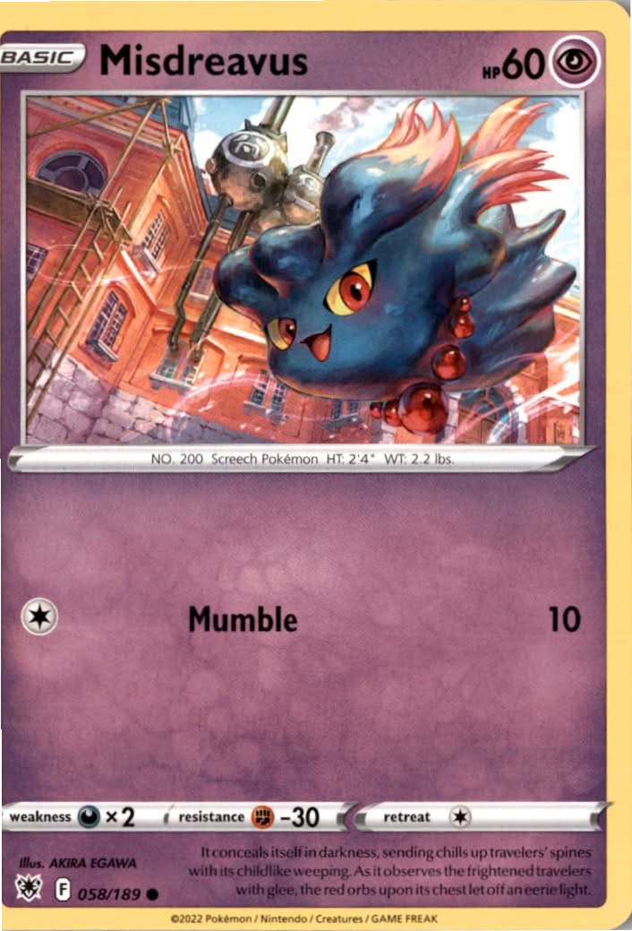 Misdreavus #058/189 - Astral Radiance - Pokemon - Common - Near Mint