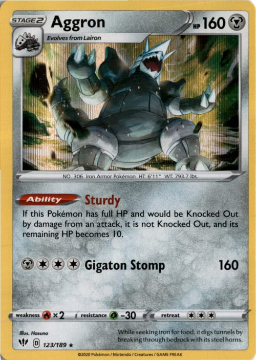 Aggron #123/189 - Darkness Ablaze - Pokemon - Holo Rare - Near Mint