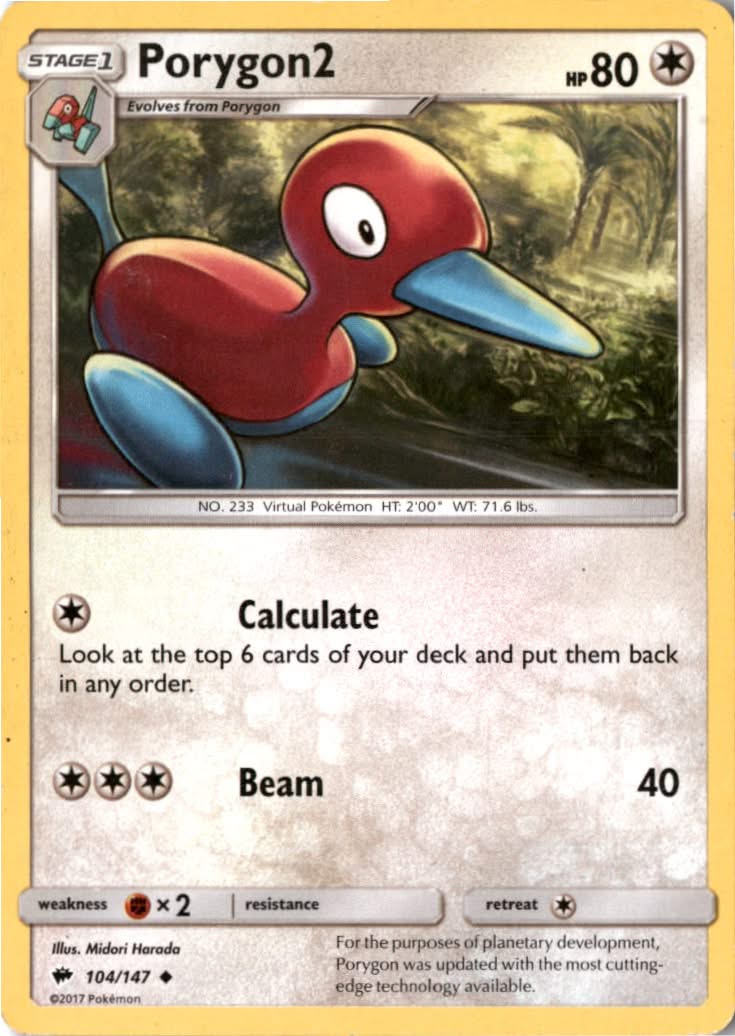 Porygon2 #104/147 - Burning Shadows - Pokemon - Uncommon - Moderately Played