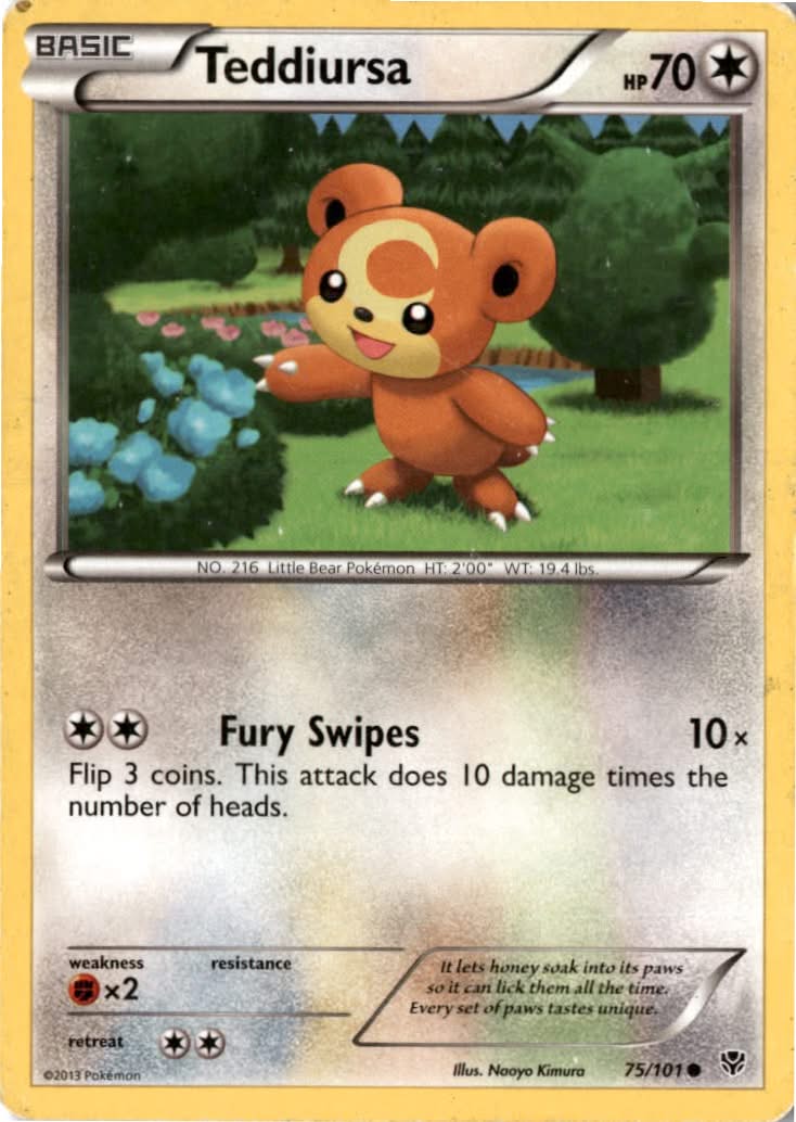 Teddiursa #75/101 - Plasma Blast - Pokemon - Common - Moderately Played