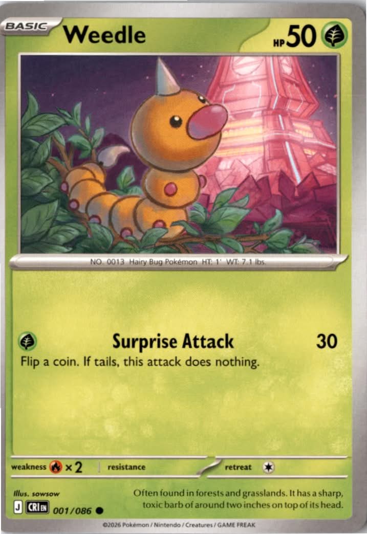 Weedle #001/86 - Chaos Rising - Pokemon - Common - Near Mint