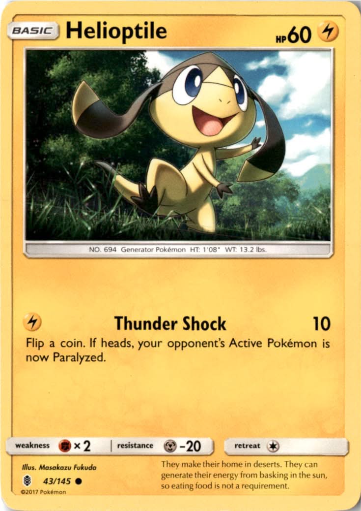 Helioptile #43/145 - Guardians Rising - Pokemon - Common - Lightly Played