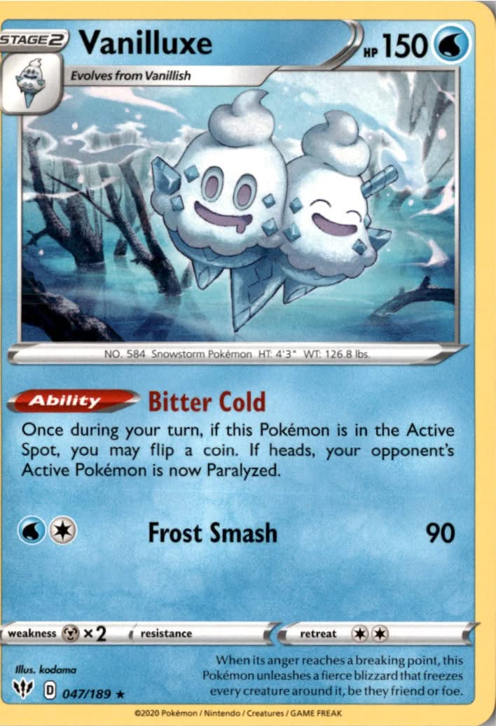 Vanilluxe #47/189 - Darkness Ablaze - Pokemon - Rare - Near Mint