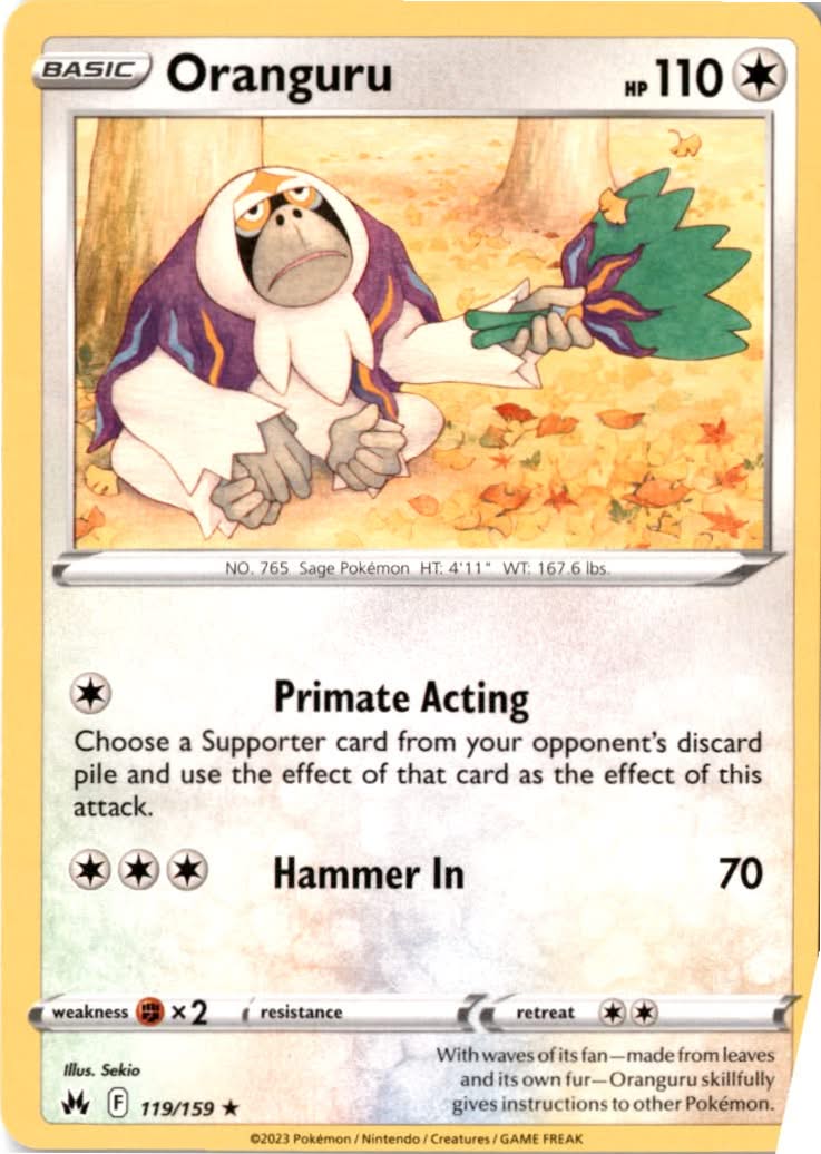 Oranguru #119/159 - Crown Zenith - Pokemon - Rare - Near Mint