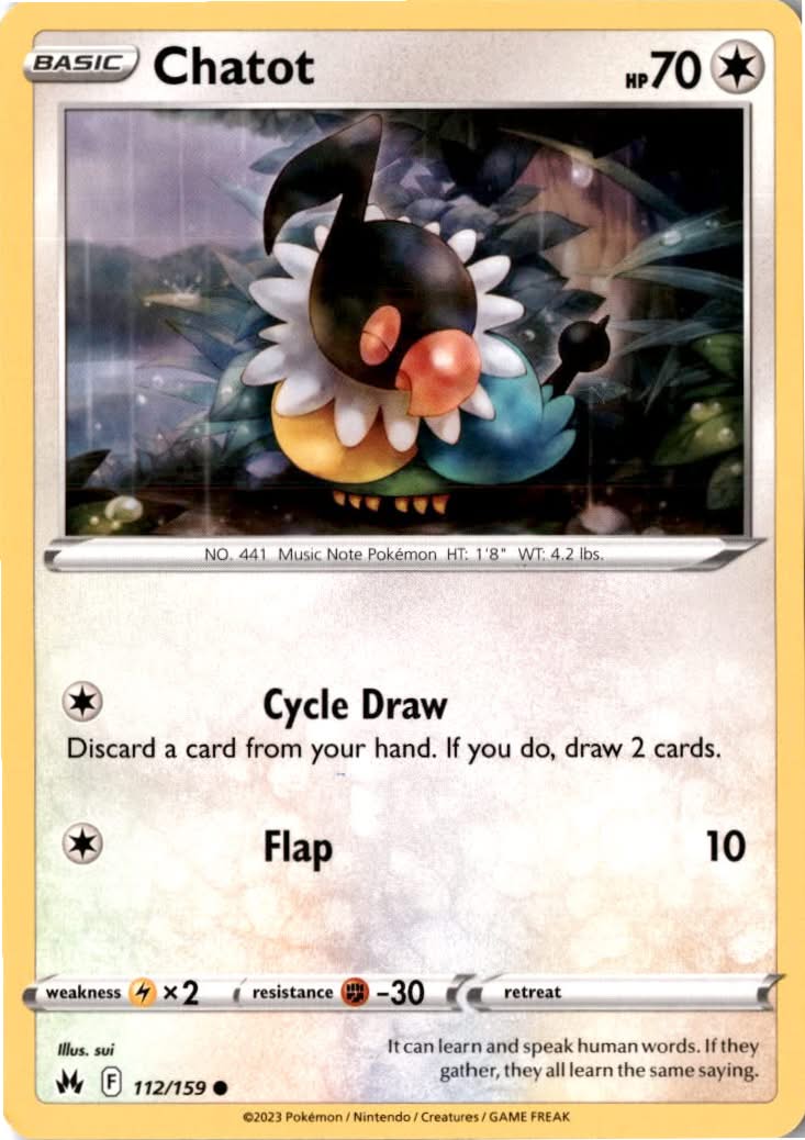 Chatot #112/159 - Crown Zenith - Pokemon - Common - Near Mint