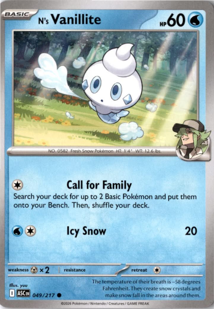 N's Vanillite #049/217 - Ascended Heroes - Pokemon - Common - Near Mint