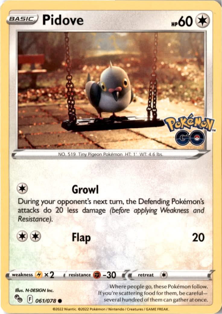 Pidove #061/78 - Pokémon GO - Pokemon - Common - Near Mint