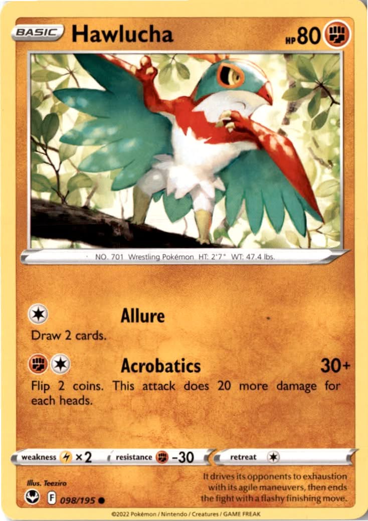 Hawlucha #098/195 - Silver Tempest - Pokemon - Common - Near Mint