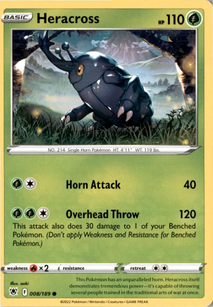 Heracross #008/189 - Astral Radiance - Pokemon - Common - Near Mint