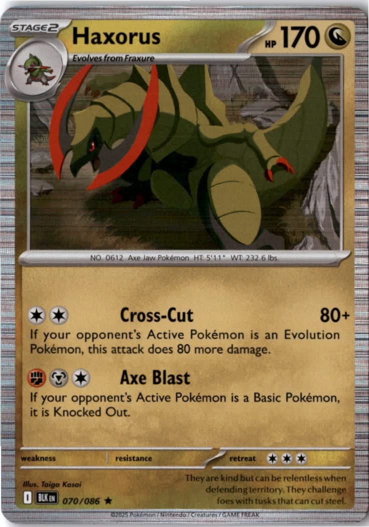 Haxorus #070/86 - Black Bolt - Pokemon - Rare - Near Mint