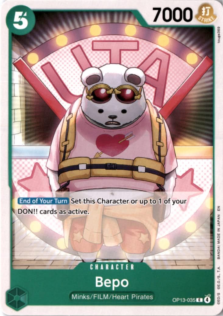 Bepo #OP13-035 - Carrying On His Will - One Piece Card Game - Common - Near Mint