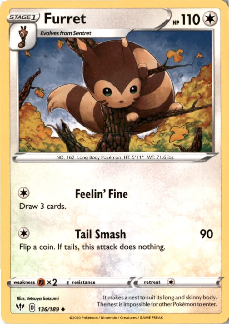 Furret #136/189 - Darkness Ablaze - Pokemon - Uncommon - Near Mint