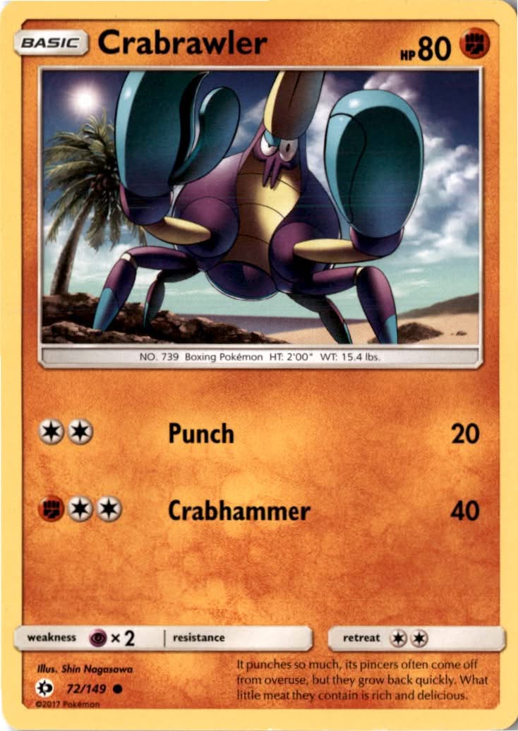 Crabrawler #72/149 - Sun & Moon - Pokemon - Common - Near Mint