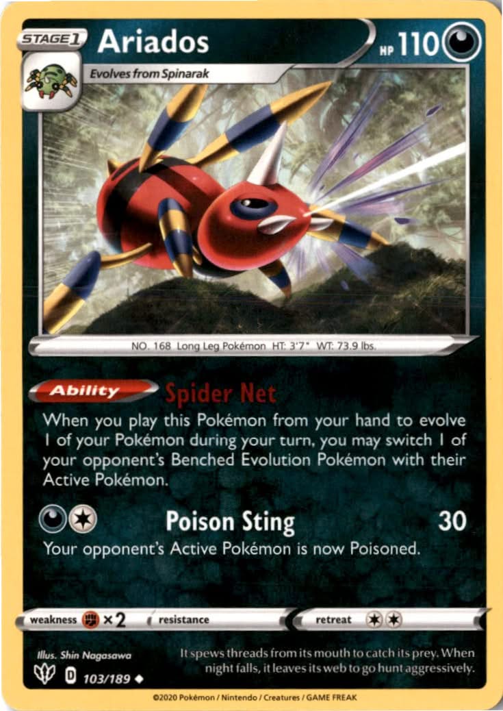 Ariados #103/189 - Darkness Ablaze - Pokemon - Uncommon - Near Mint