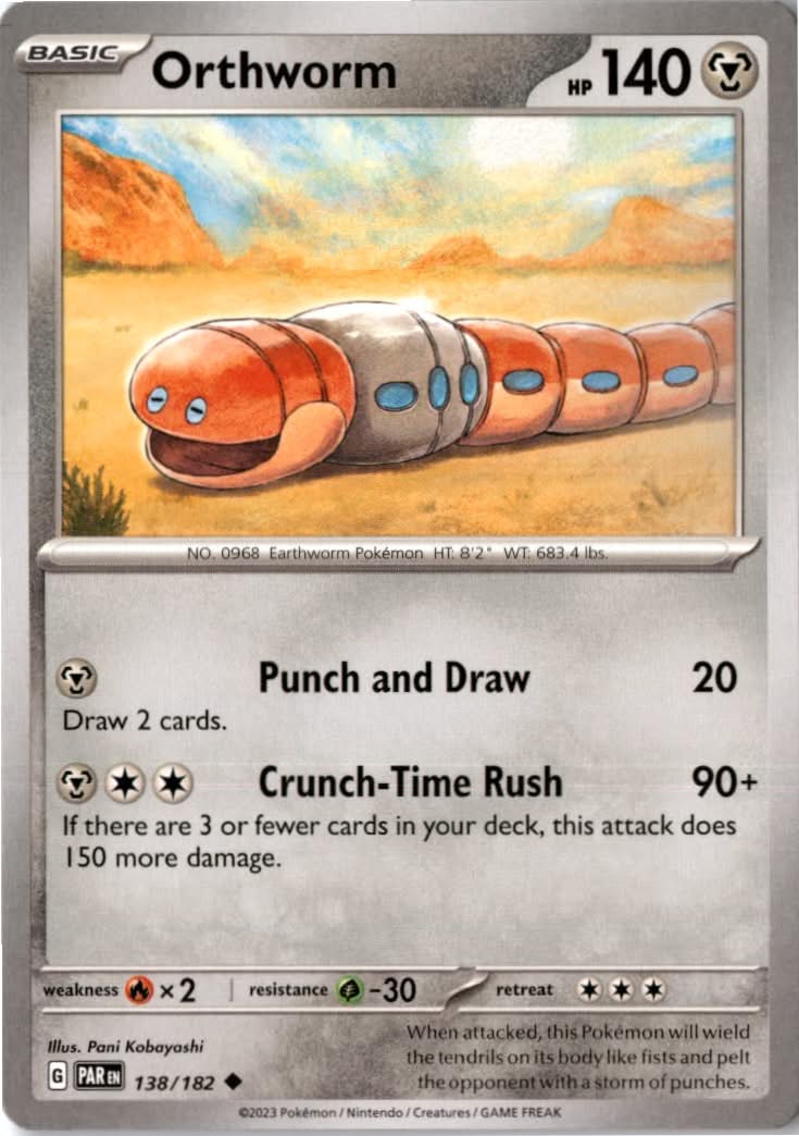 Orthworm #138/182 - Paradox Rift - Pokemon - Uncommon - Near Mint