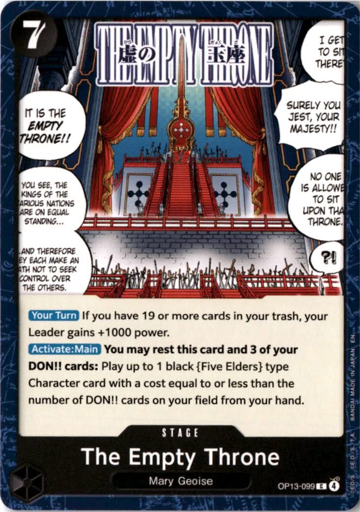 The Empty Throne #OP13-099 - Carrying On His Will - One Piece Card Game - Common - Near Mint
