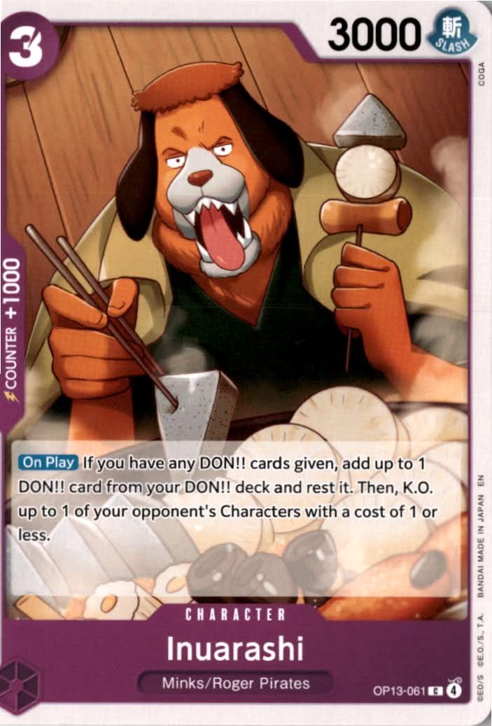 Inuarashi #OP13-061 - Carrying On His Will - One Piece Card Game - Common - Near Mint