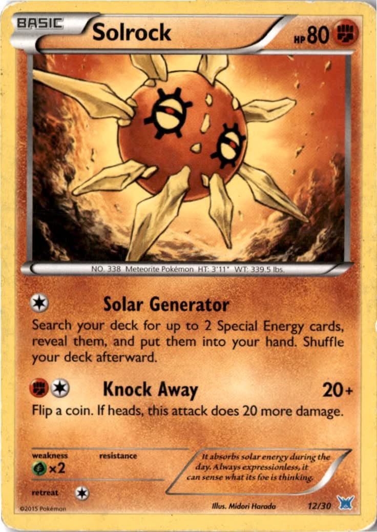 Solrock #12/30 - XY trainer Kit (Latios) - Pokemon - Common - Moderately Played