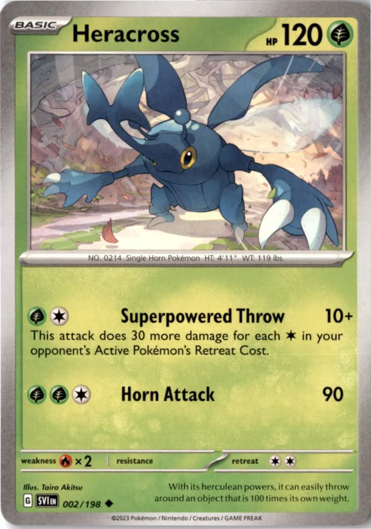 Heracross #002/198 - Scarlet & Violet - Pokemon - Uncommon - Near Mint