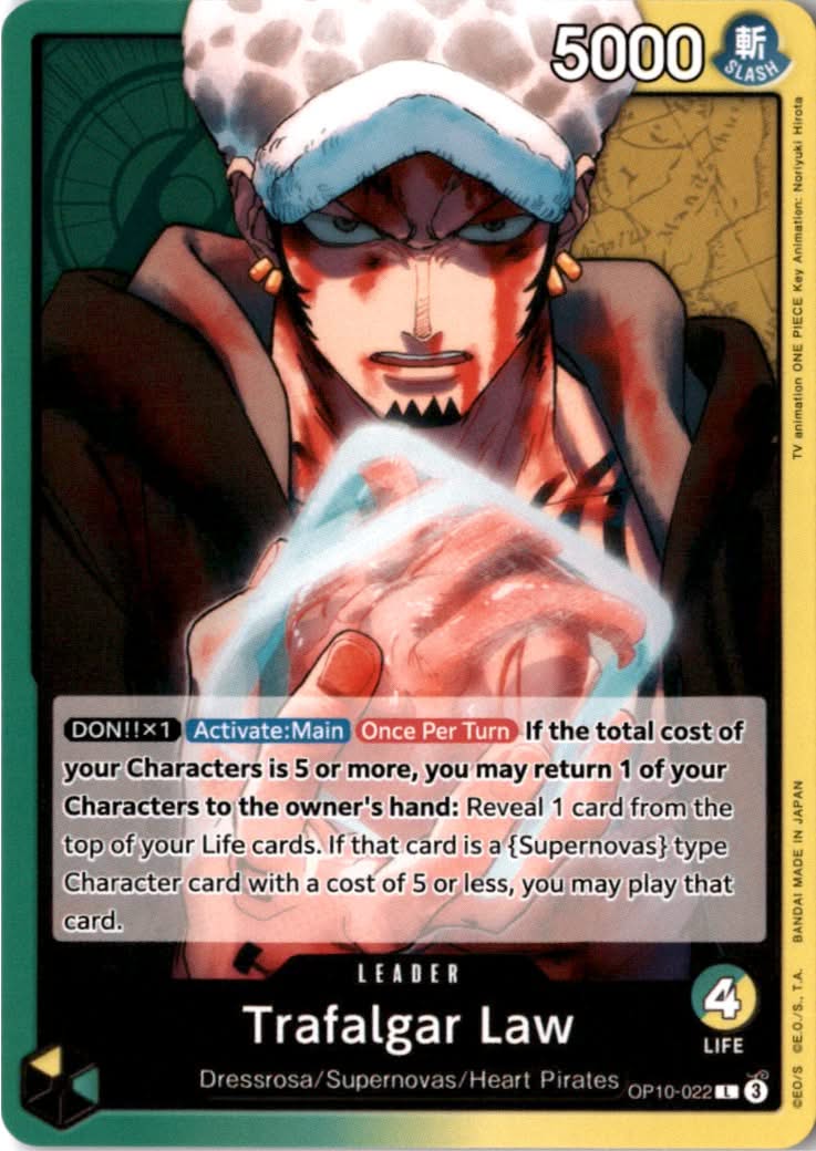 Trafalgar Law #OP10-022 - Royal Blood - One Piece Card Game - Leader - Near Mint