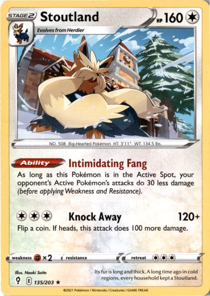 Stoutland #135/203 - Evolving Skies - Pokemon - Rare - Near Mint