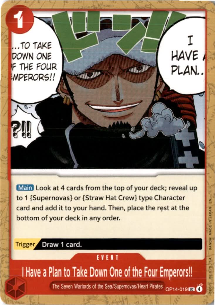 I Have a Plan to Take Down One of the Four Emperors!! #OP14-019 - The Azure Sea's Seven - One Piece Card Game - Uncommon - Near Mint