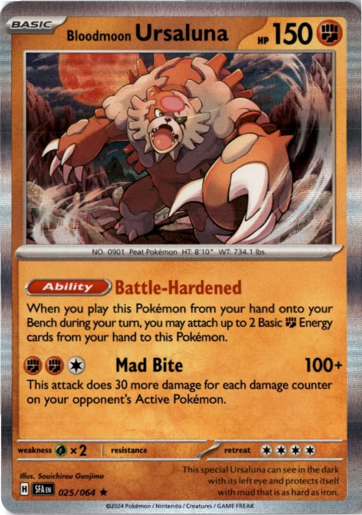 Bloodmoon Ursaluna #025/64 - Shrouded Fable - Pokemon - Rare - Near Mint
