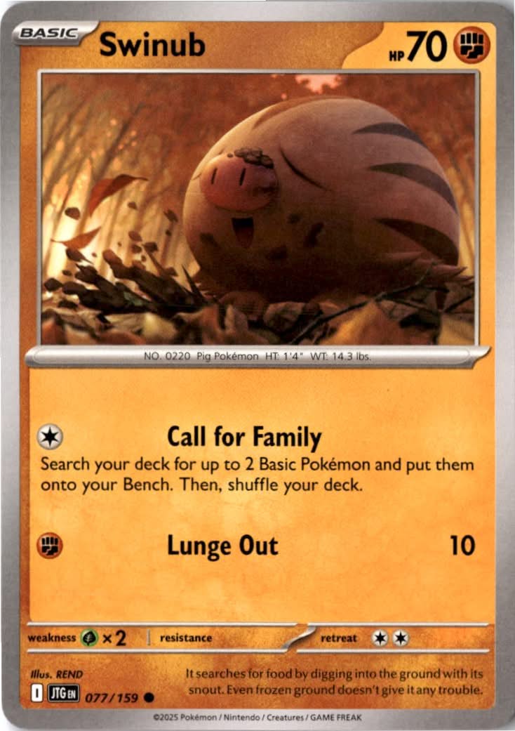Swinub #077/159 - Journey Together - Pokemon - Common - Near Mint