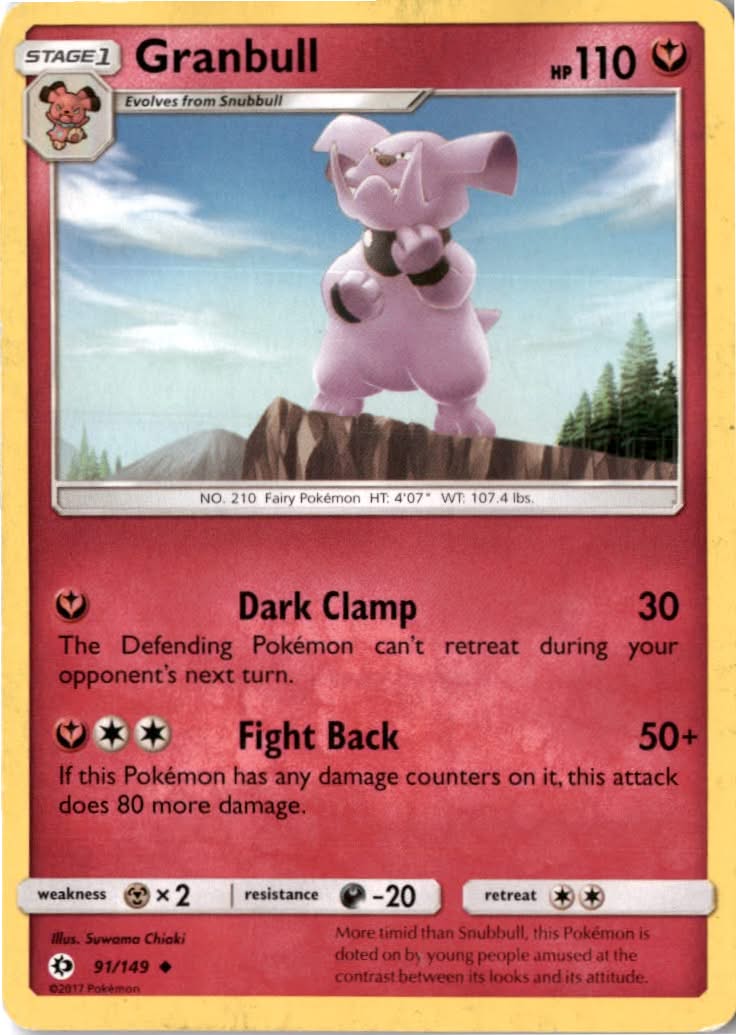 Granbull #91/149 - Sun & Moon - Pokemon - Uncommon - Moderately Played