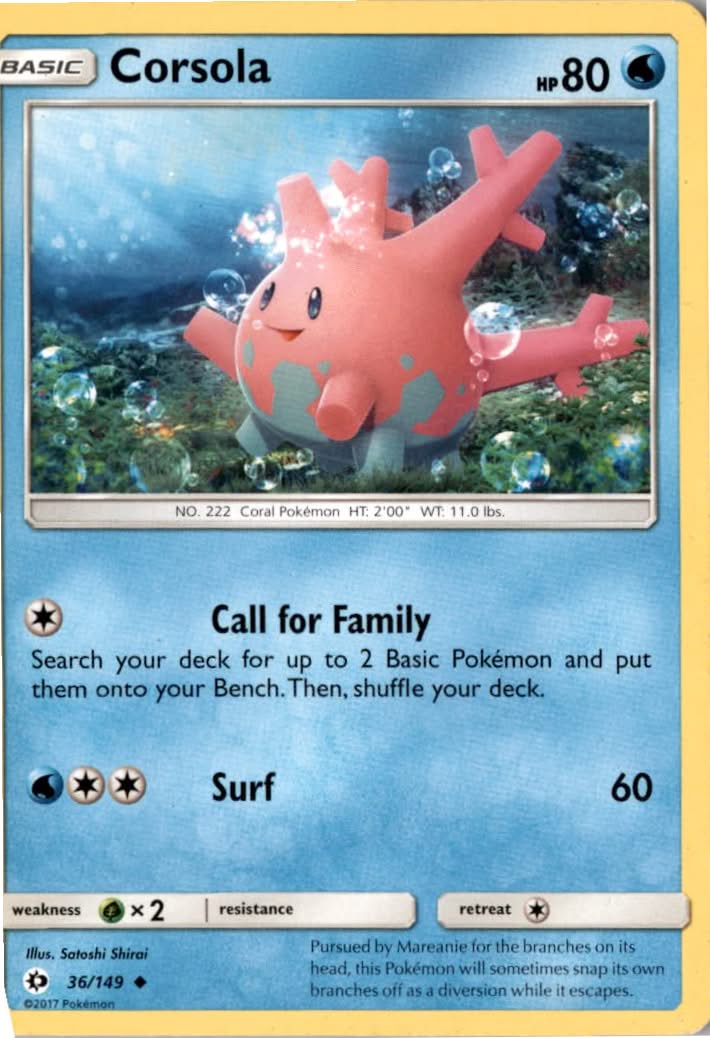 Corsola #36/149 - Sun & Moon - Pokemon - Uncommon - Lightly Played